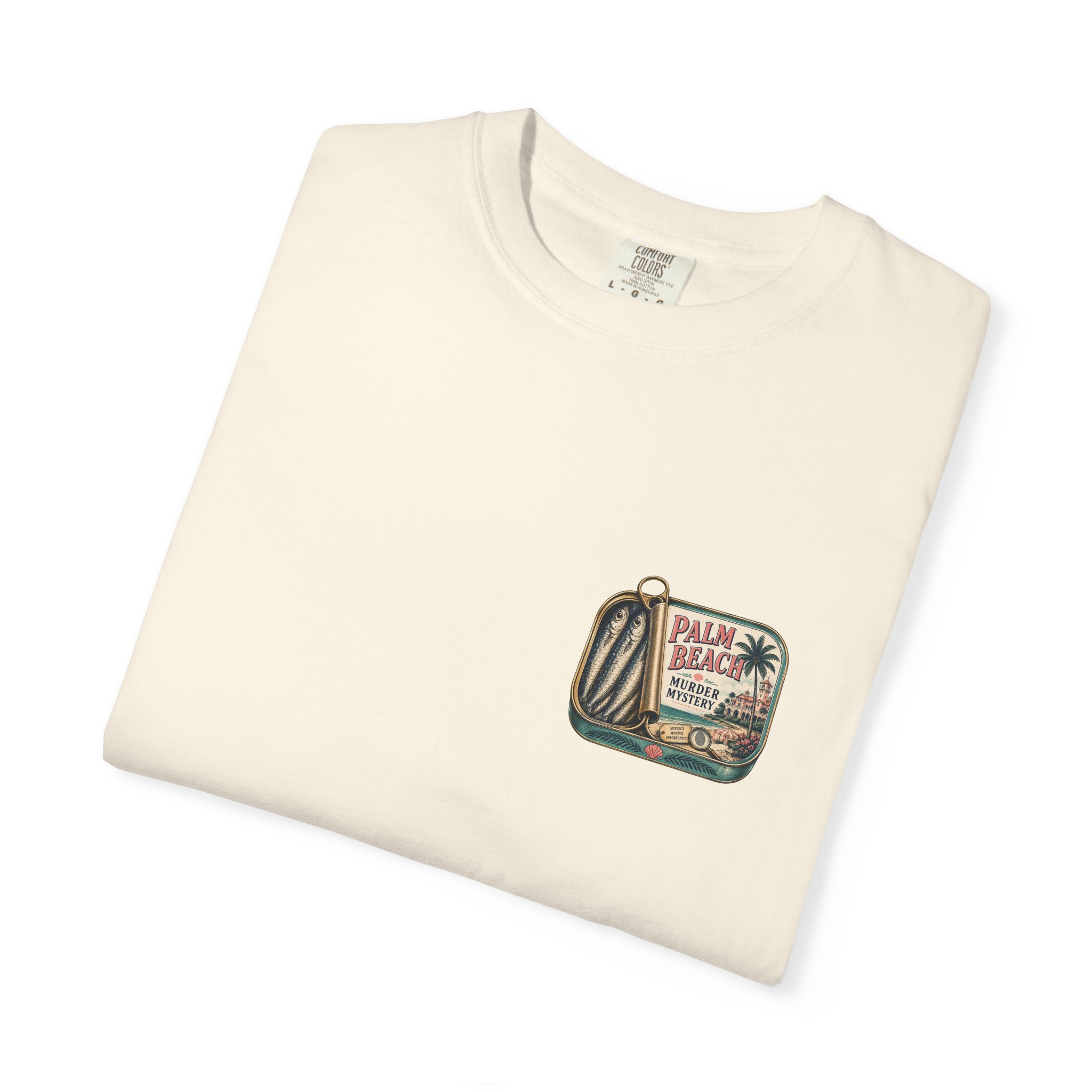 tinned fish t shirt | palm beach murder mystery graphic tee tinned fish t shirt | palm beach murder mystery graphic tee