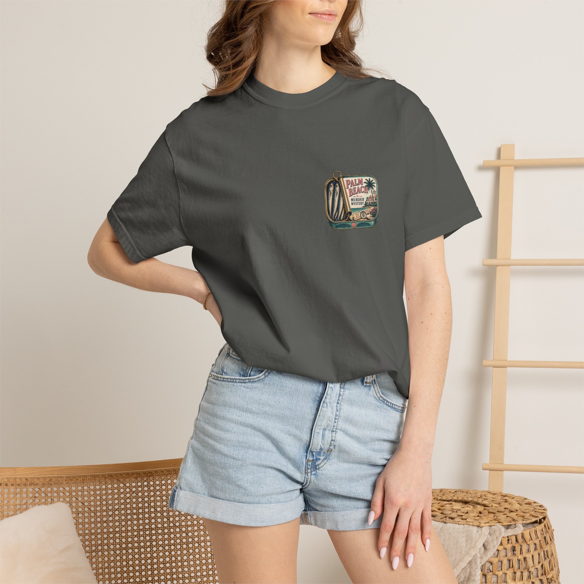 tinned fish t shirt | palm beach murder mystery graphic tee tinned fish t shirt | palm beach murder mystery graphic tee