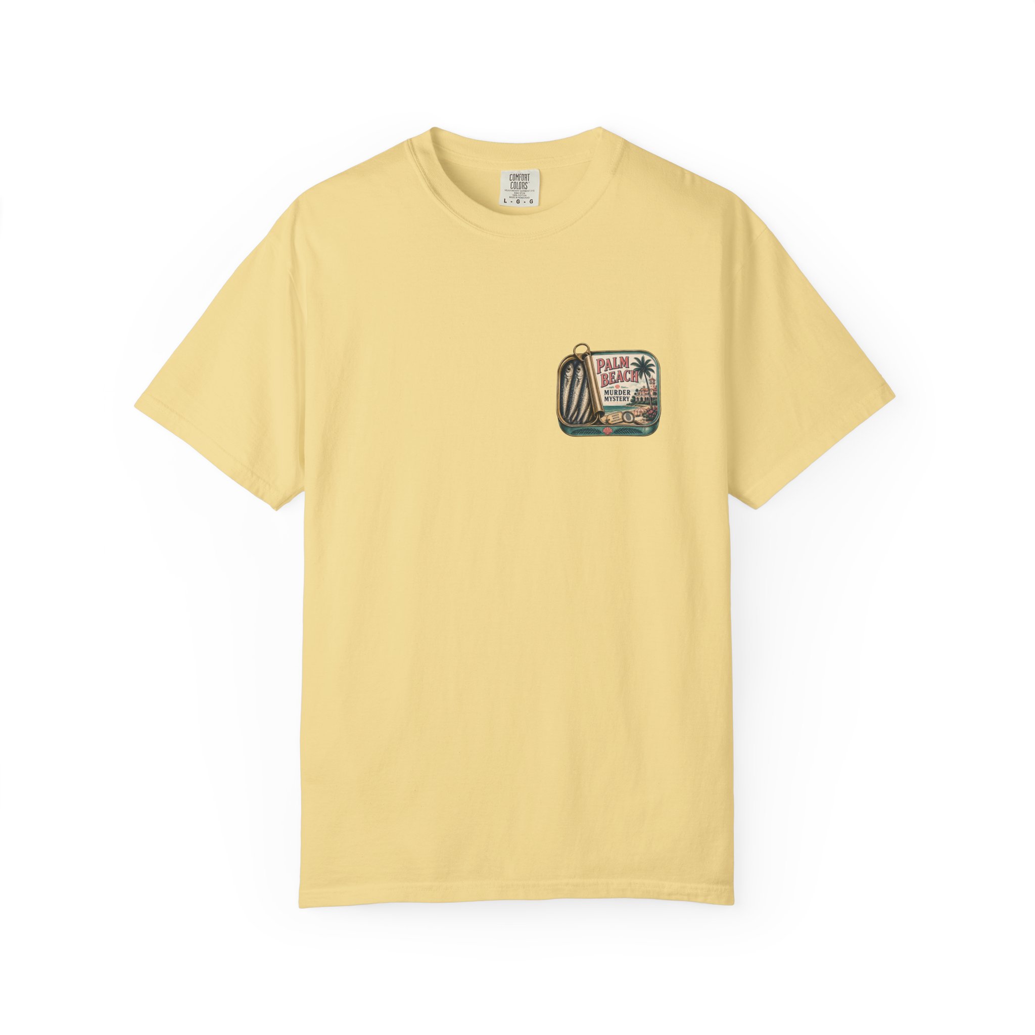 tinned fish t shirt | palm beach murder mystery graphic tee tinned fish t shirt | palm beach murder mystery graphic tee