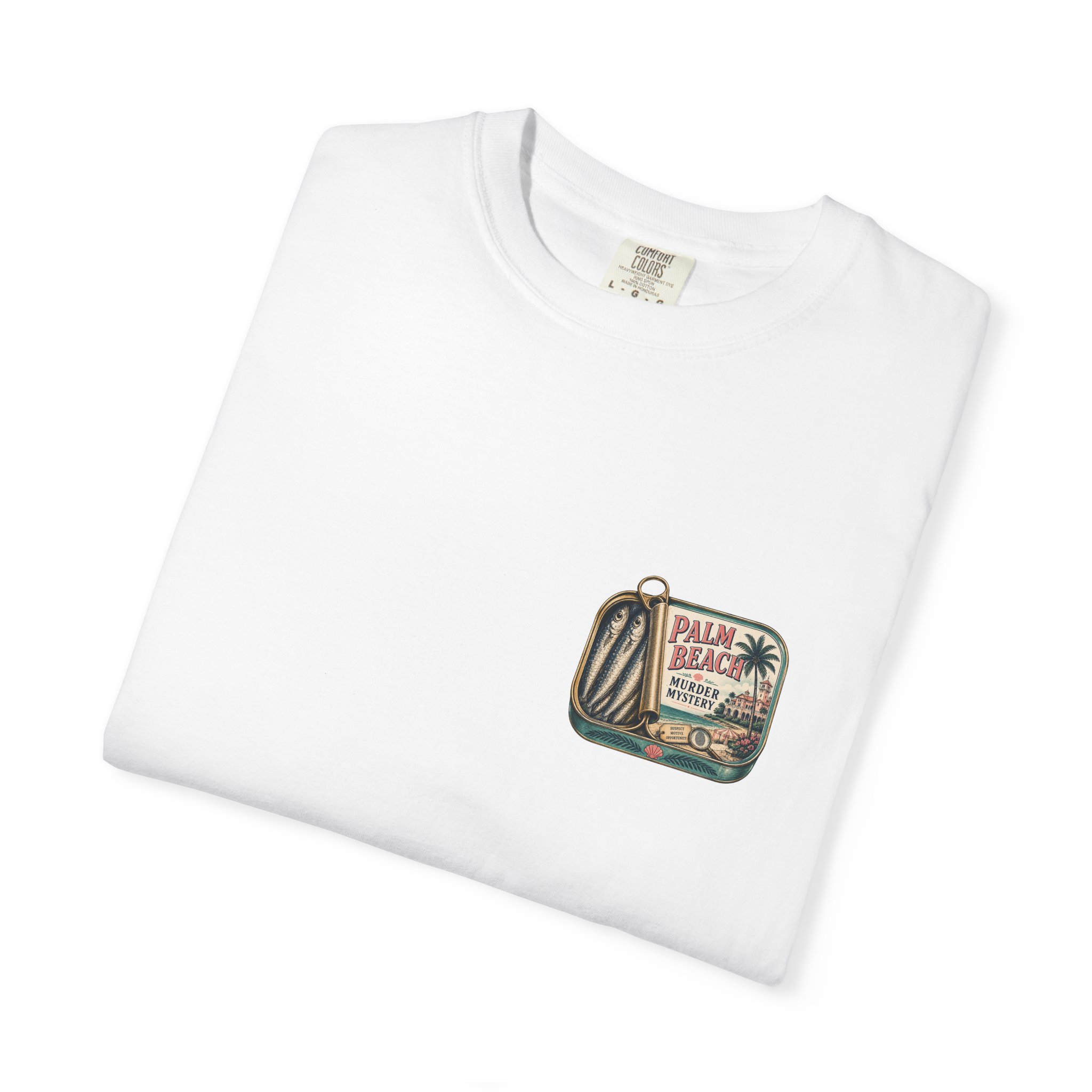 tinned fish t shirt | palm beach murder mystery graphic tee tinned fish t shirt | palm beach murder mystery graphic tee